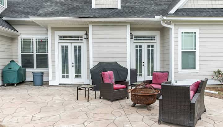 Elevate Your Outdoor Living Space with Stunning Stamped Concrete Patio in Harrisburg, PA - Choose from a Variety of Creative Patterns and Colors to Achieve a Unique and Eye-Catching Look for Your Patio with Long-Lasting Durability and Low-Maintenance.